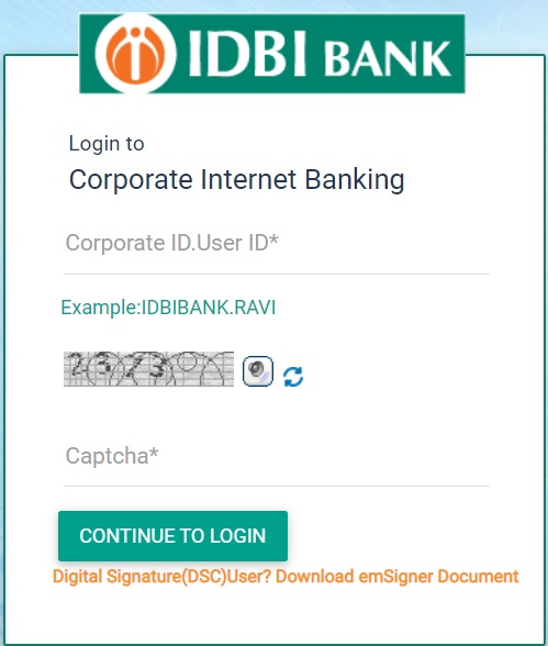 IDBI corporate net banking