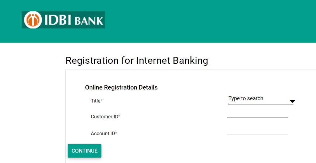 IDBI net banking registration