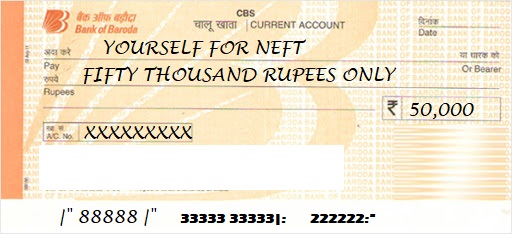 बैंक ऑफ बड़ौदा NEFT cheque