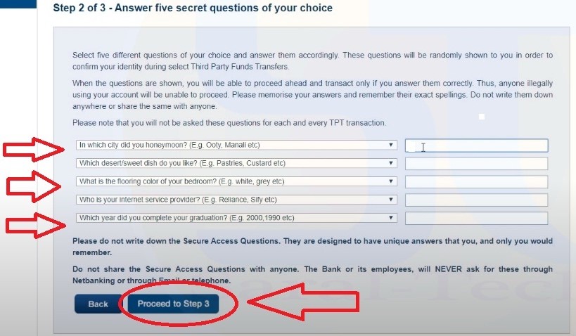 hdfc internet banking security question