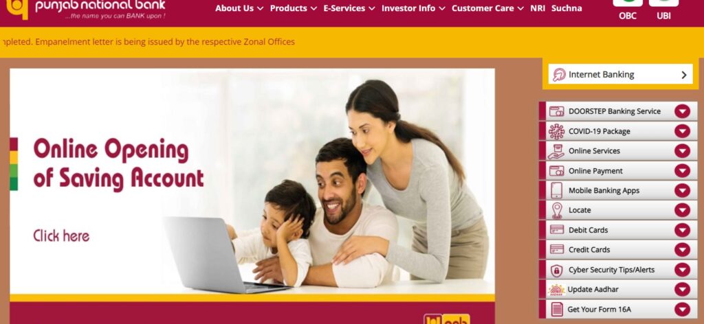 PNB credit card home page