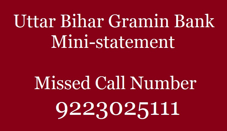 UBGB mini statement missed call number 