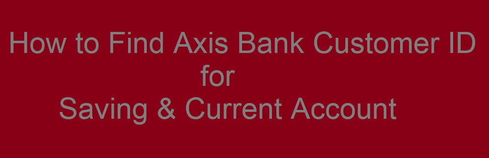 Axis bank customer ID