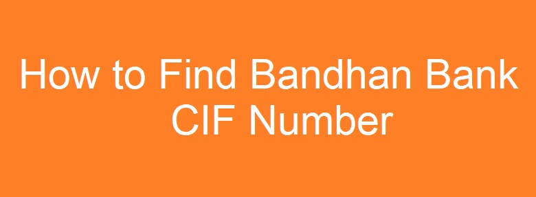 Bandhan Bank CIF Number