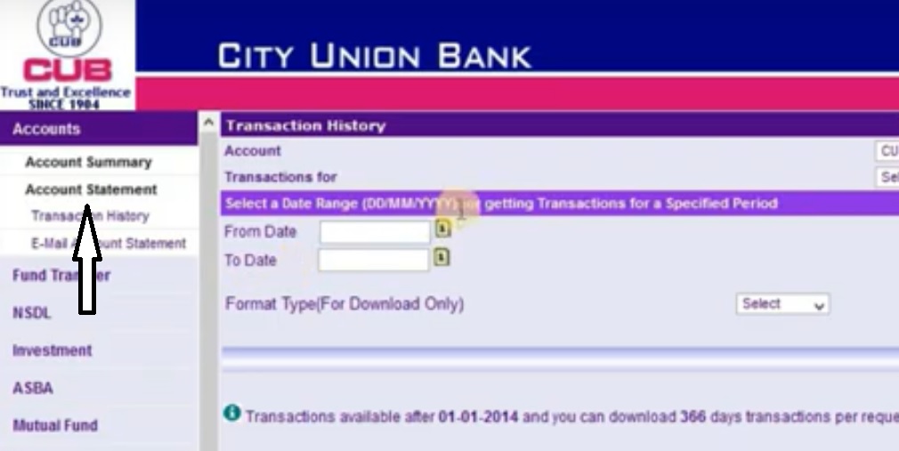 city union bank acount summary