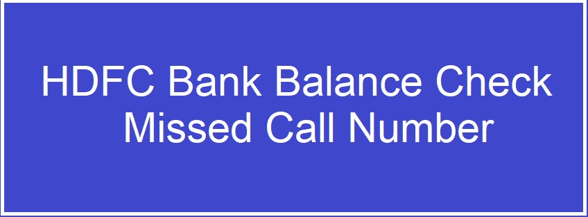 HDFC bank balance check number