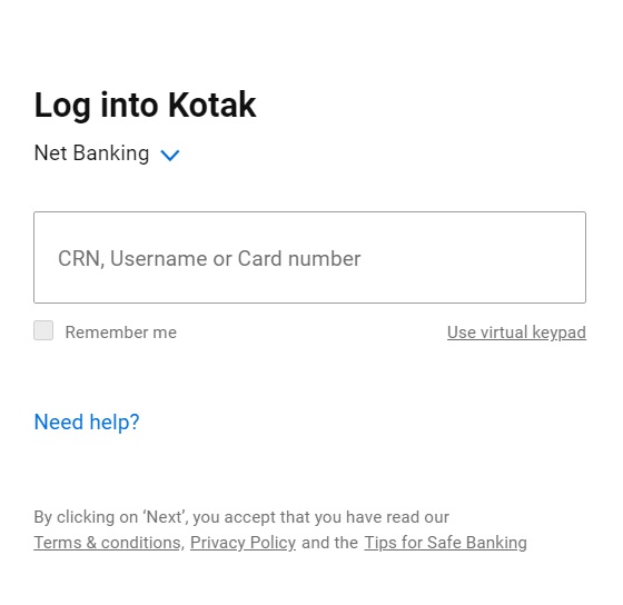 Kotak Net banking login