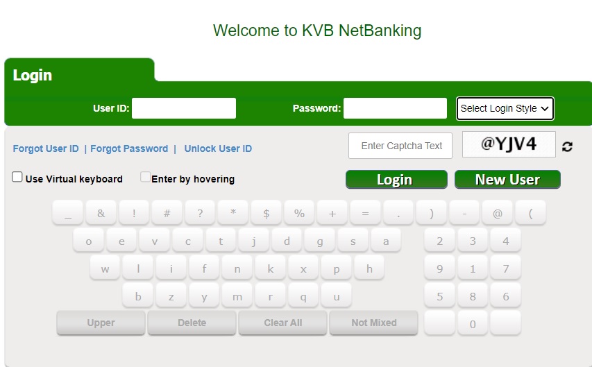 KVB net banking login