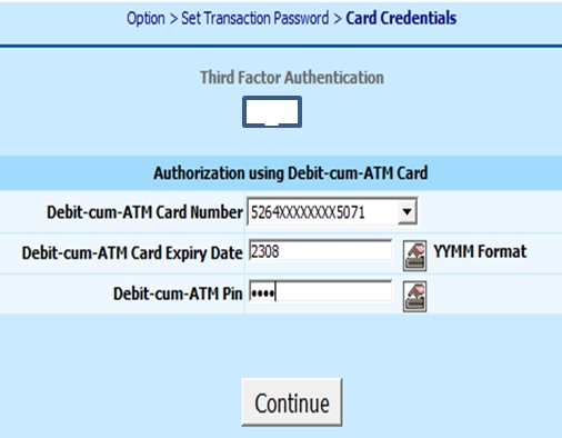 User debit card details