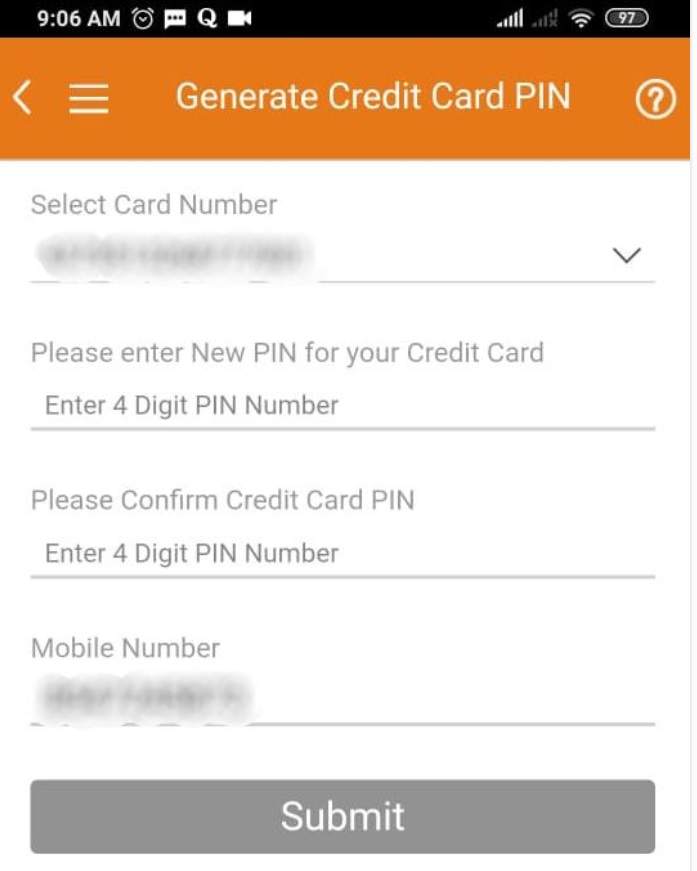 ICICI credit card details